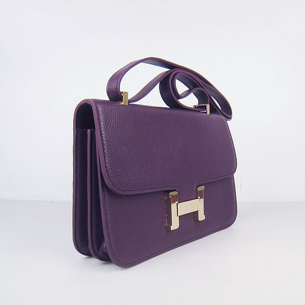 7A Hermes Constance Togo Leather Single Bag Purple Gold Hardware H020